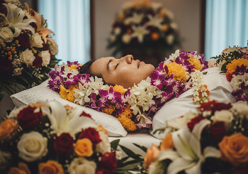 Embellishing the lost loved one with flowers and garlands